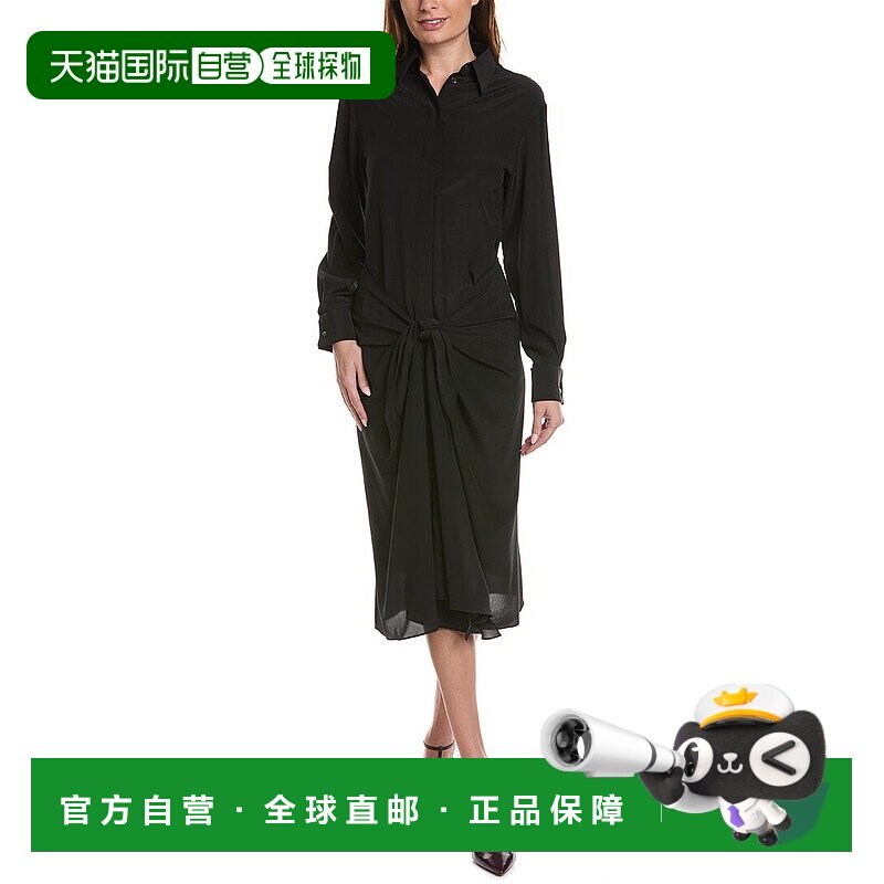 自营michael kors collectionMichael Kors系列领带腰丝绸衬衫裙