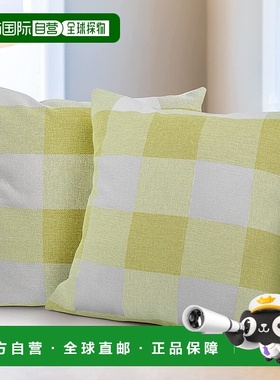 自营 zulay kitchen2 件装水牛格子抱枕套 16x16 - 黄色和白色 美