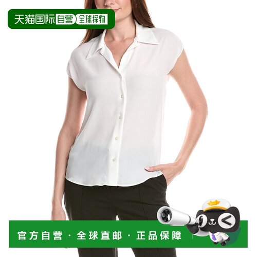 自营T Tahari Camp Collar Blouse - white 美国奥莱直发