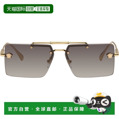 1h可退 香港直邮潮奢 versace 范思哲 男士 金色 Rimless 太阳镜