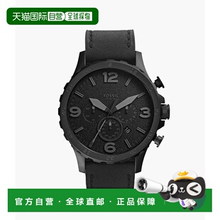 自营Fossil Men's Nate Chronograph Black Stainless Steel Watc