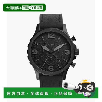 自营Fossil Men's Nate Chronograph Black Stainless Steel Watc