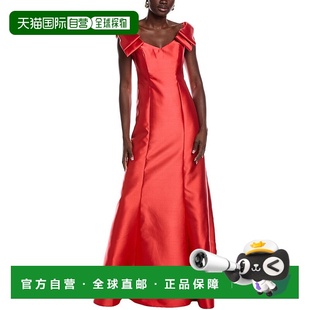 美国奥莱直发 橙色 自营Rene Ruiz露肩美人鱼礼服