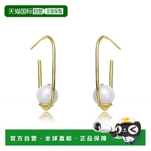 自营 GENEVIVE 纯银镀金淡水珍珠圈形耳环 美国奥莱直发