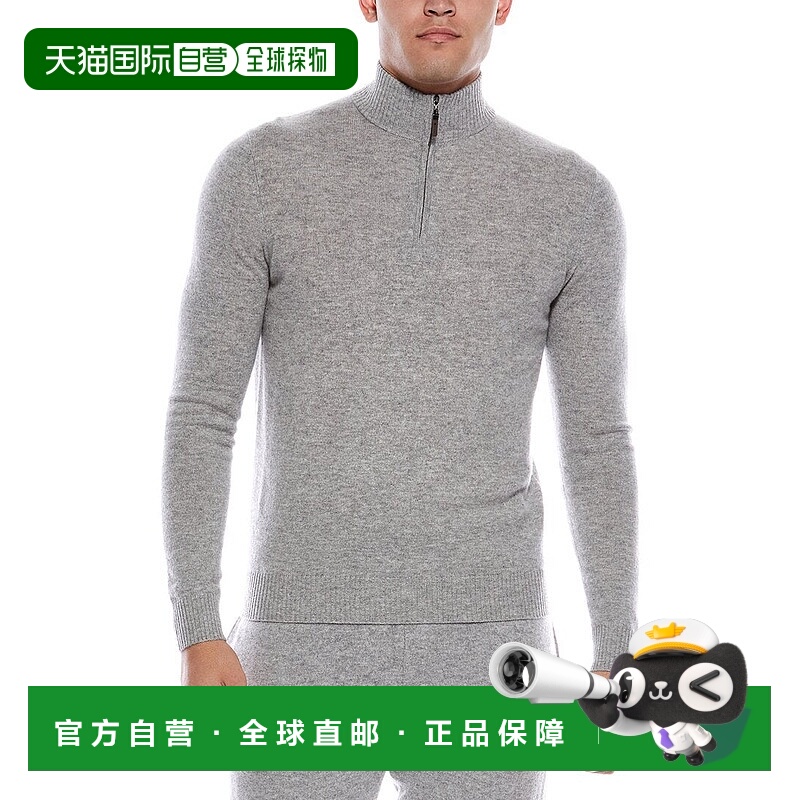 自营Quinn Cashmere 1/4-Zip Mock Neck Sweater - gray 美国奥莱