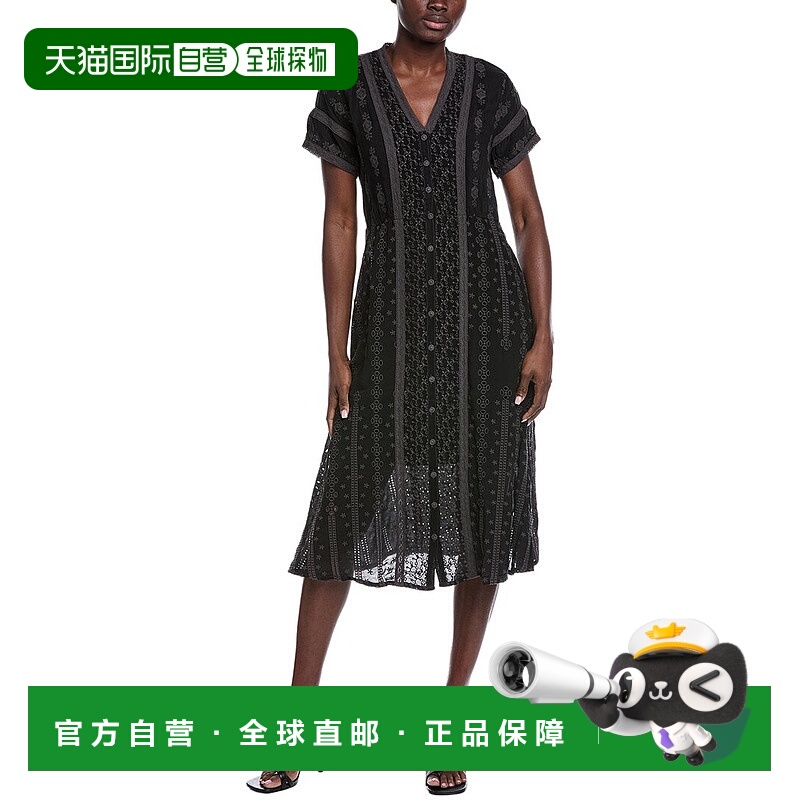 自营Johnny Was Tilda Mesh Tank Dress - black 美国奥莱直发