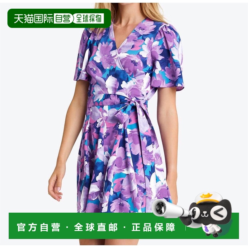 自营 draper james温迪包裹连衣裙紫色水彩花卉-紫色水彩花卉 美