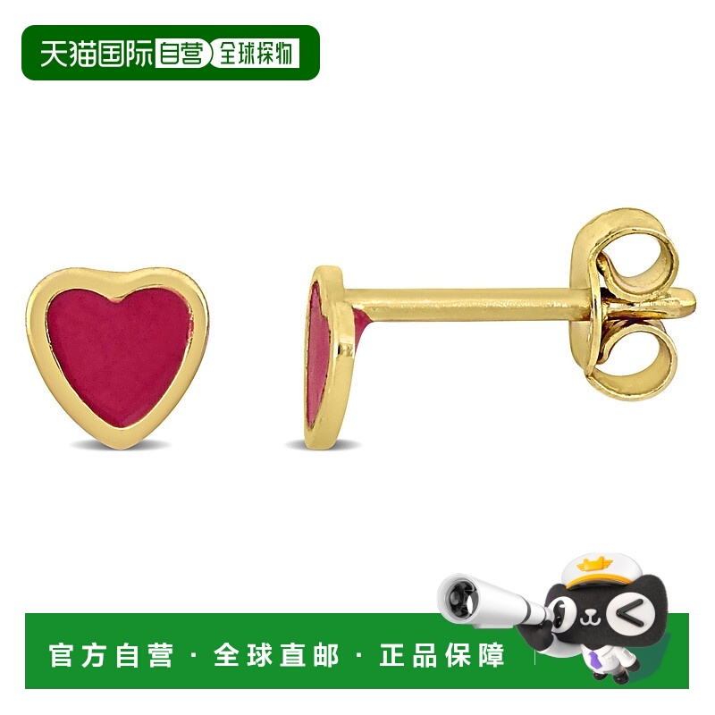自营 Mimi & Max 红色珐琅心形耳钉 14k 金 - 红色 美国奥莱直发
