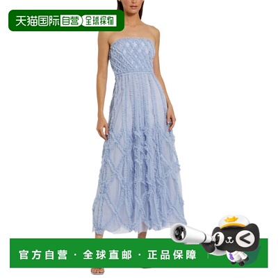 自营Mac Duggal Mesh Micro Ruffle Strapless A-Line Maxi Dress