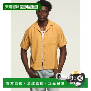 自营lucky brand拉奇品牌男士微短款船领衬衫-深黄色 美国奥莱直
