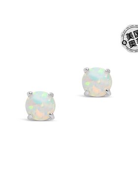 sterling foreverSterling Silver 6mm Opal Studs - silver 【美