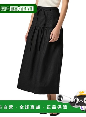自营PAIGE Inga Linen Skirt - black 美国奥莱直发半身裙a字裙