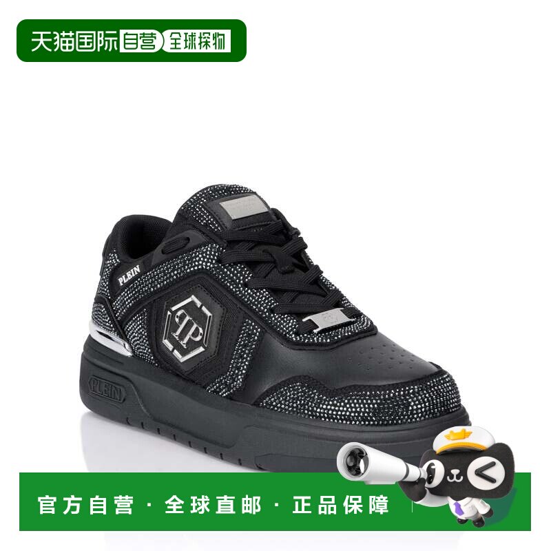自营philipp pleinSK8R Strass低帮运动鞋-黑色/黑色 美国奥莱直 - 实物图