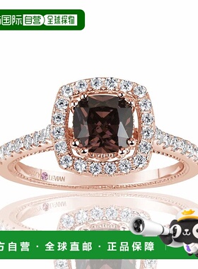 自营 Suzy Levian Rose 纯银棕色 Asscher 切割立方氧化锆光环订