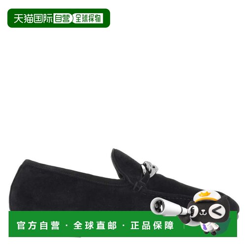自营Jimmy Choo Marti反向天鹅绒麂皮乐乐乐鞋-黑色 美国奥莱直发