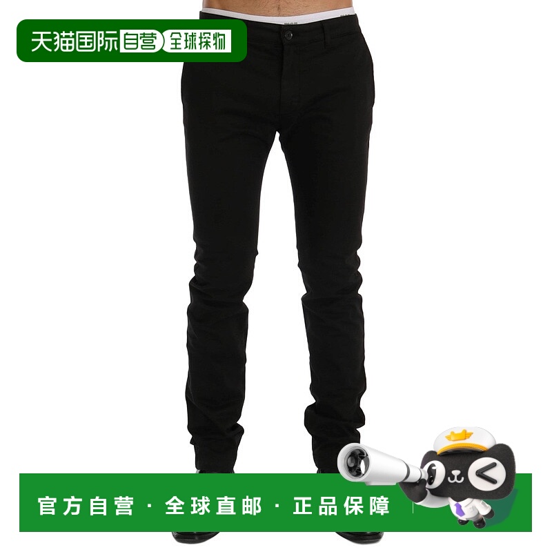 自营 GF Ferre 棉质弹力斜纹棉布男式长裤 - 黑色 美国奥莱直发