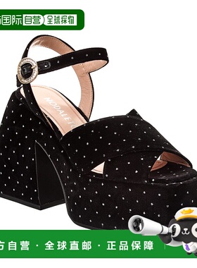 自营 Nodaleto Bulla Joni 天鹅绒厚底凉鞋 - 黑色 美国奥莱直发