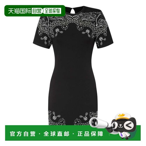 自营philipp pleinMini Dress Paisley Bandana - black 美国奥莱