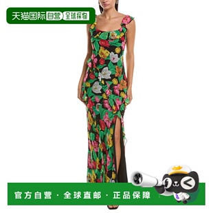 Ruffle Rosette Tulip 美国奥莱直 Dress black Maxi 自营Milly