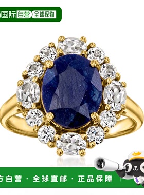 自营Ross-Simons Sapphire and White Topaz Ring in 18kt Gold O