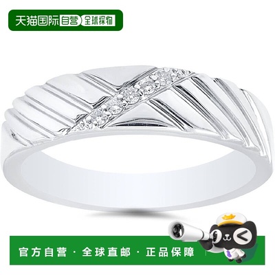 自营 pompeii3男士钻石 14K 白金结婚戒指 - 14k 白金 美国奥莱直