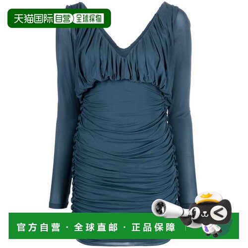 自营Saint Laurent Women's Draped Mini Dress - blue 美国奥莱