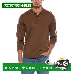 美国奥莱直发长袖 棕色 Vince羊毛翻领毛衣 自营