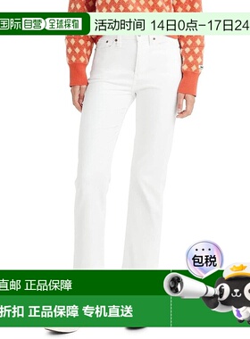 自营Levi's Wedgie Jeans Women White Denim Straight Leg Butto