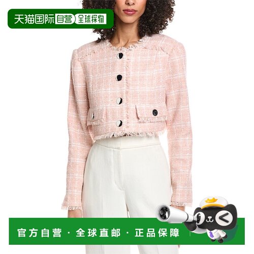 自营Toccin Lainey Crew Neck Cropped Tweed Jacket - pink 美国