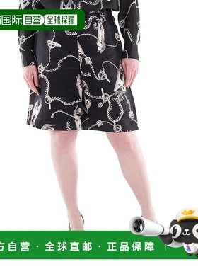 自营 Burberry Knight五金链式印花短裤-银色/黑色 美国奥莱直发