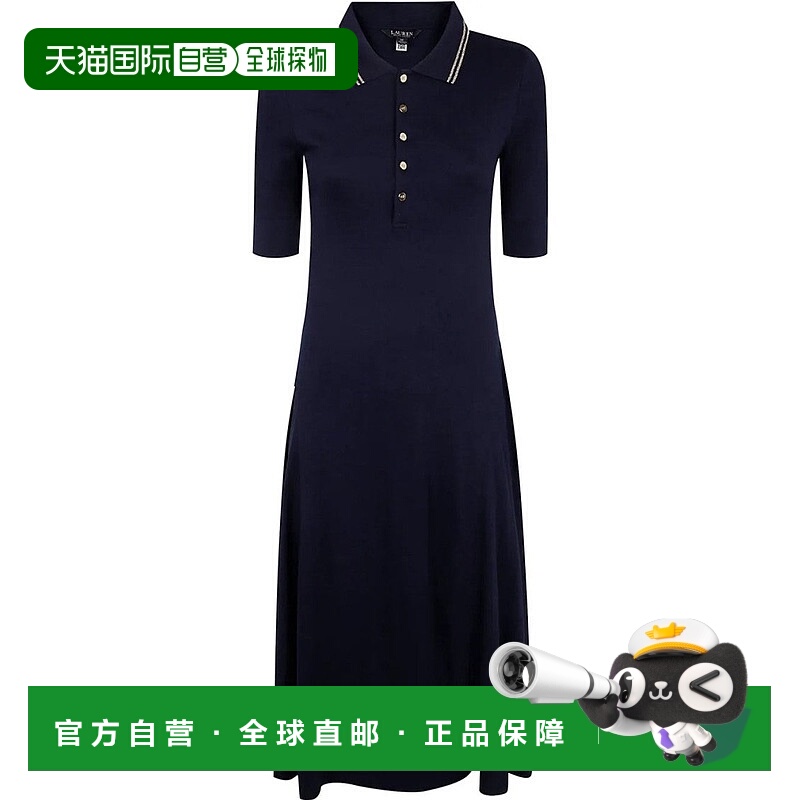 自营lauren ralph laurenElbow Sleeve Day Dress - black 美国奥