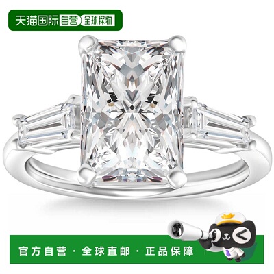 自营 pompeii34 3/4 克拉明亮式切割和长方形钻石订婚戒指 14k 白