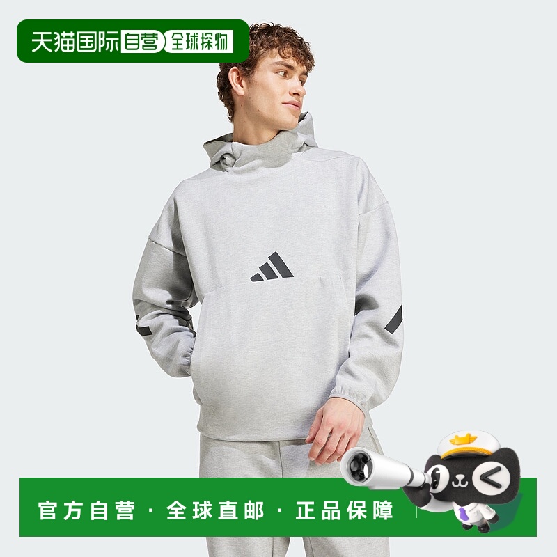 自营adidas阿迪达斯Z.N.E.男式连帽衫-中灰色麻灰色 美国奥莱直发