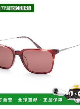 自营 calvin klein凯文克莱男式56毫米红色太阳镜-酒红色条纹 美
