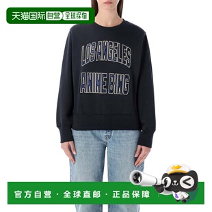 自营anine bingHarry Shrunken刺绣棉质运动衫-黑色 美国奥莱直发