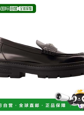 自营Adriano 平底鞋 - Versace - 皮革 - 黑色 - 黑色 美国奥莱直