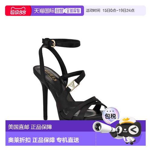 自营guessLevinna Strappy Satin Platform Heels - black 001 美