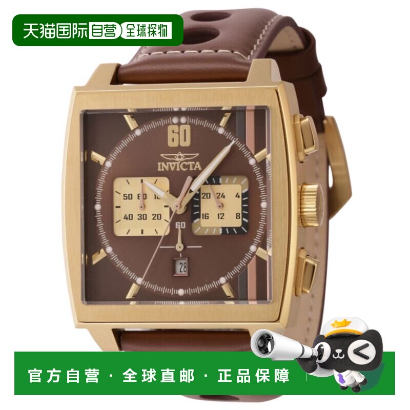 自营Invicta S1 Rally 45mm石英计时皮革表带手表w/头盔-棕色 美