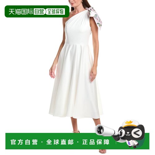 自营Rene Ruiz单肩错绉纱a字连衣裙-白色 美国奥莱直发