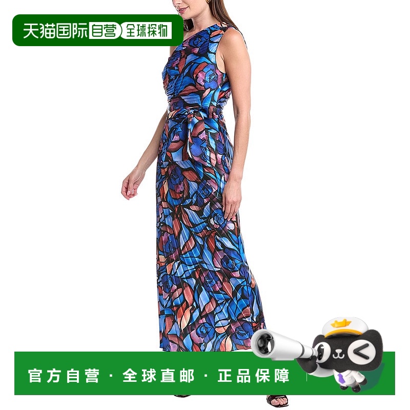 自营 Milly Estelle镀缎Midi连衣裙-蓝色 美国奥莱直发长裙
