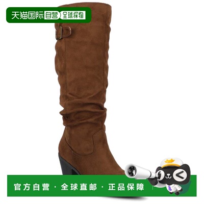 自营journee collectionJournee女式Kaleah及膝宽小腿松垮靴-棕色