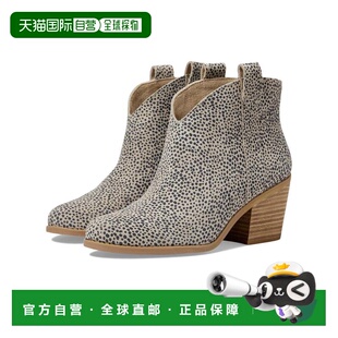 美国直邮TOMS 女士麂皮靴子短靴高跟进口脚蹬一脚蹬粗跟女靴