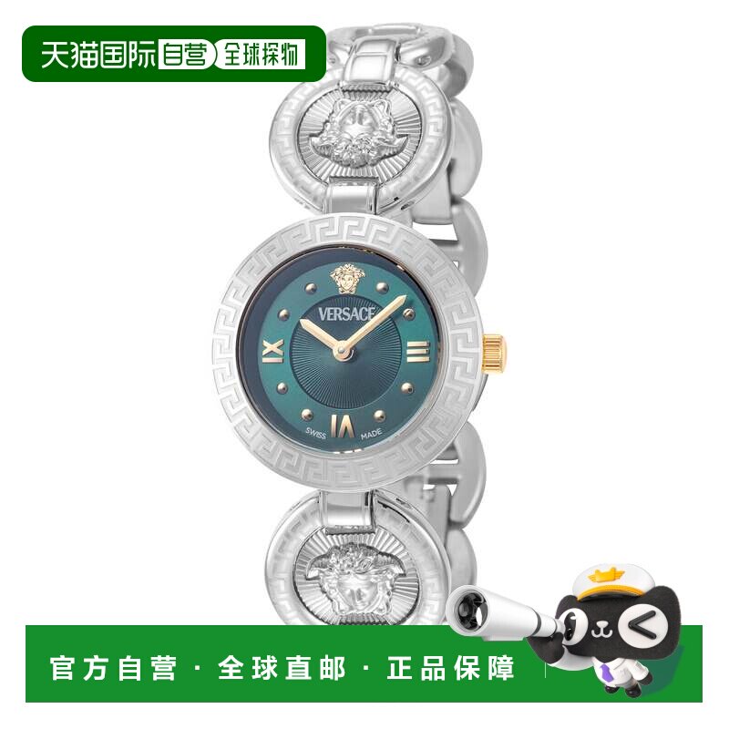 自营Versace女式Greca Jewel 28毫米石英手表-银色 美国奥莱直发