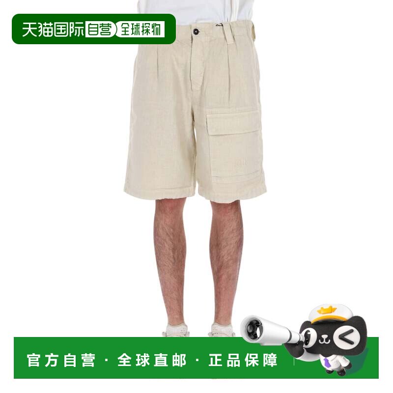 自营c.p. company奶油Sak亚麻工装短裤-灰色 美国奥莱直发