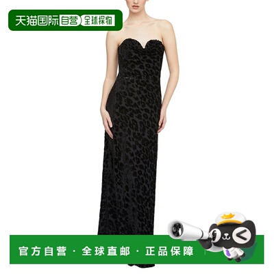 自营Halston Rosalie Chiffon Devore' Gown - black 美国奥莱直