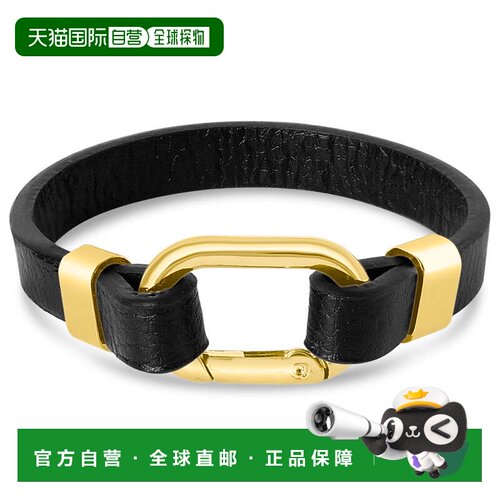 自营Bruno Magli Mens Structured Leather Bracelet, Gold - gol