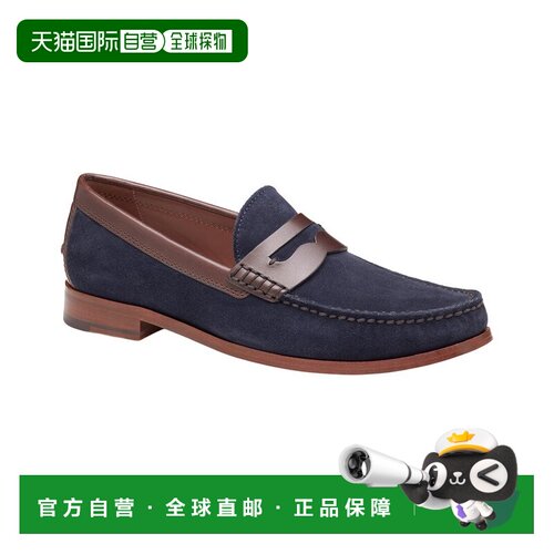 自营Johnston & Murphy Baldwin Penny Loafer绒面革便鞋-海军 美