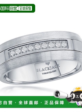 自营blackjackBACKJACK 拉丝和抛光半 CZ 8 毫米钨戒指 - 银白色