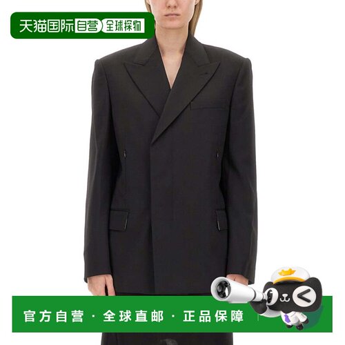 自营helmut langOversize Fit Double-Breasted Jacket - black