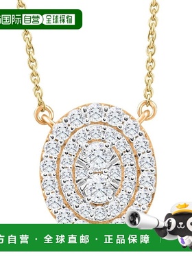 自营 pompeii3.85 克拉椭圆形簇状钻石光环吊坠女士黄金项链 14